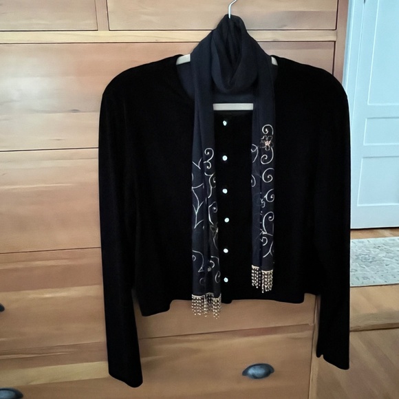 CRIMSON by lawrence kurtz Elegant Evening Velvet Jacket. Black. Lg - Picture 6 of 6